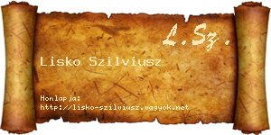 Lisko Szilviusz névjegykártya